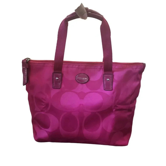New Coach 2-Piece Signature Getaway Weekender Nylon Packable Pink Berry - Picture 2 of 13